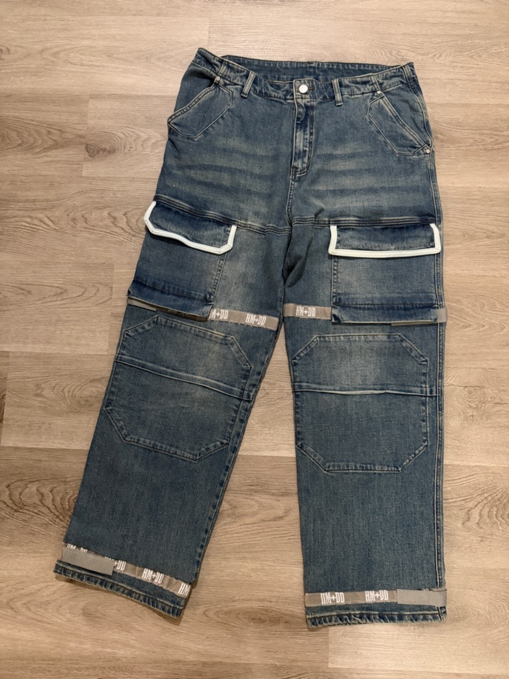Women’s  Blue Denim Carpenter Jeans with Reflective Trim - Picture 3 of 12
